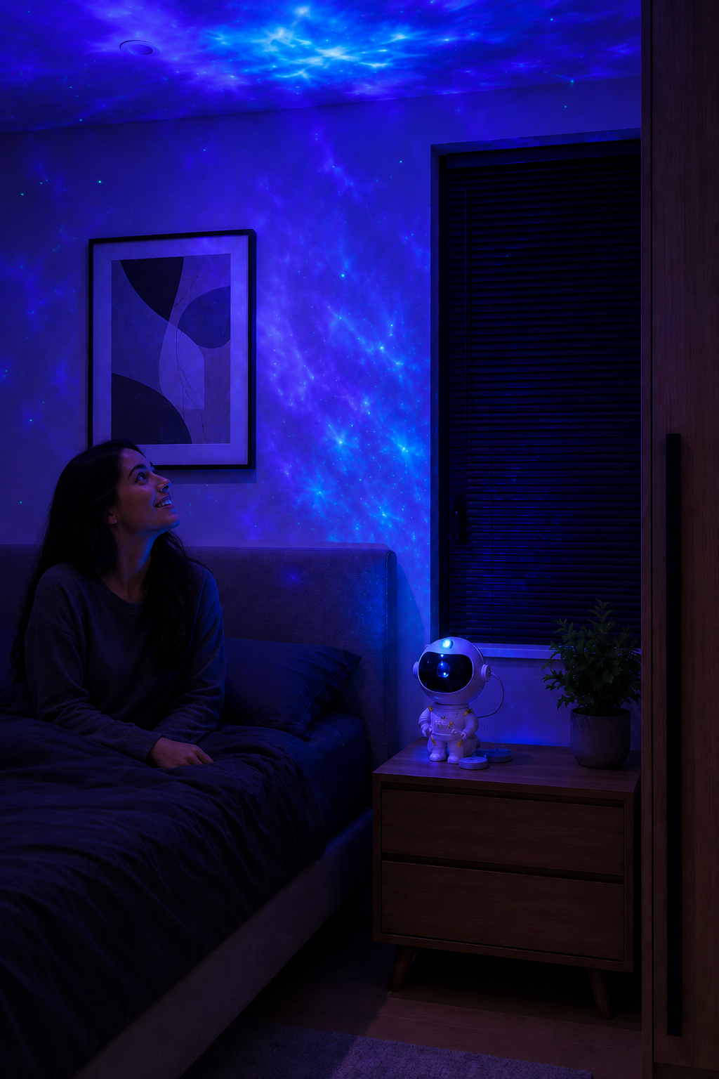 Chambre après utilisation du projecteur galaxie